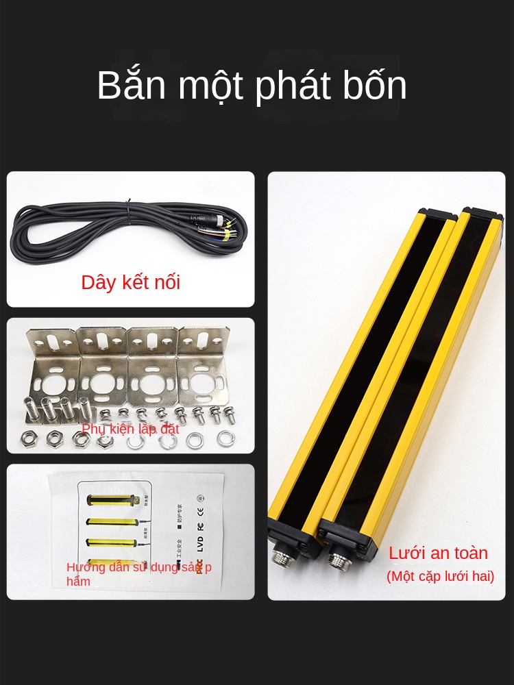 Cảm biến quang an toàn Shiluotai – Mành quang hồng ngoại đối xạ, bảo vệ máy dập, phát hiện an toàn đa năng - SDL – 20 trục quang, khoảng cách 20 mm, chiều cao bảo vệ 380 mm