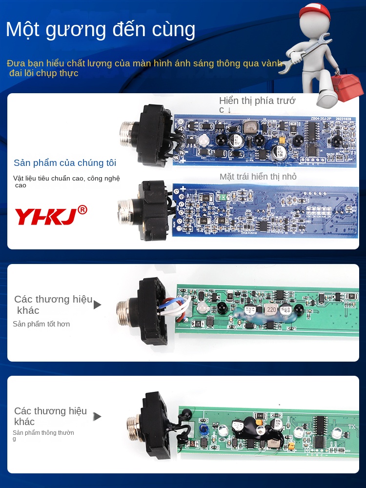 Cảm biến quang an toàn Yuanhuang YH4–YH12 – Loại NC, bảo vệ máy dập & máy ép thủy lực, cảm biến quang đối xạ hồng ngoại - Màu kem nhạt, bản kinh tế CKC20-40 (khoảng cách điểm sáng 40mm)