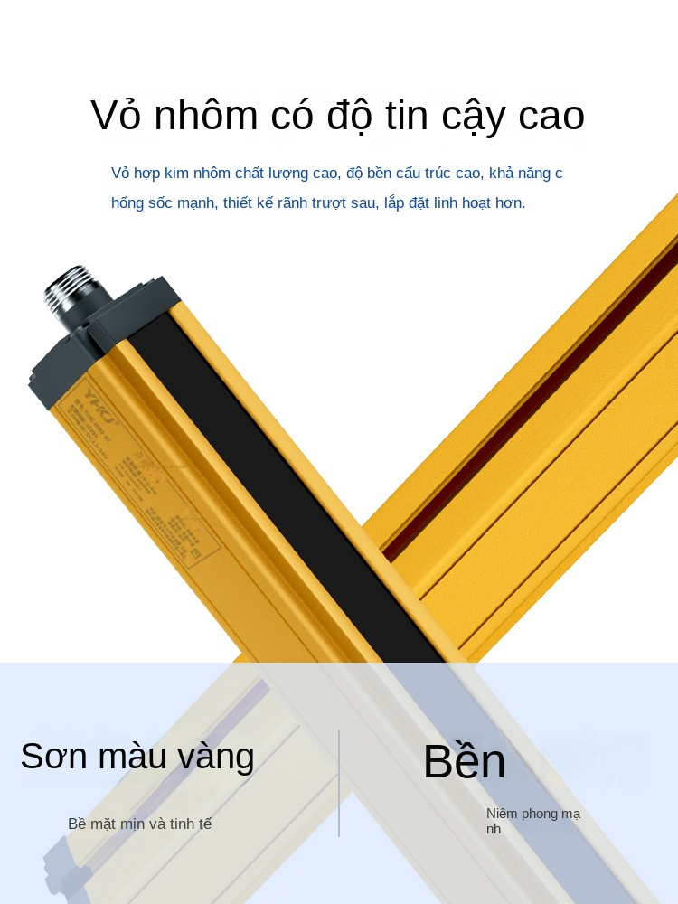 Cảm biến quang an toàn Yuanhuang YH4–YH12 – Loại NC, bảo vệ máy dập & máy ép thủy lực, cảm biến quang đối xạ hồng ngoại - Màu vàng, bản kinh tế CKC8-40 (khoảng cách điểm sáng 40mm)