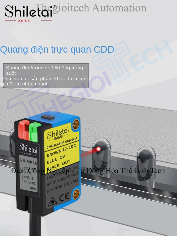 Cảm biến quang điện phản xạ khuếch tán cao tần thông minh BG-MK10, laser nhìn thấy, đo tốc độ chính xác, thiết lập 1 nút - Cảm biến BG-LDD10 NPN
