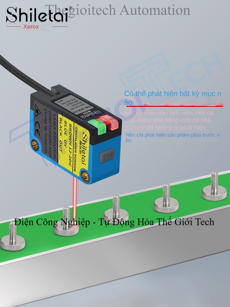 Cảm biến quang điện phản xạ khuếch tán cao tần thông minh BG-MK10, laser nhìn thấy, đo tốc độ chính xác, thiết lập 1 nút - Cảm biến BG-LDD10 NPN