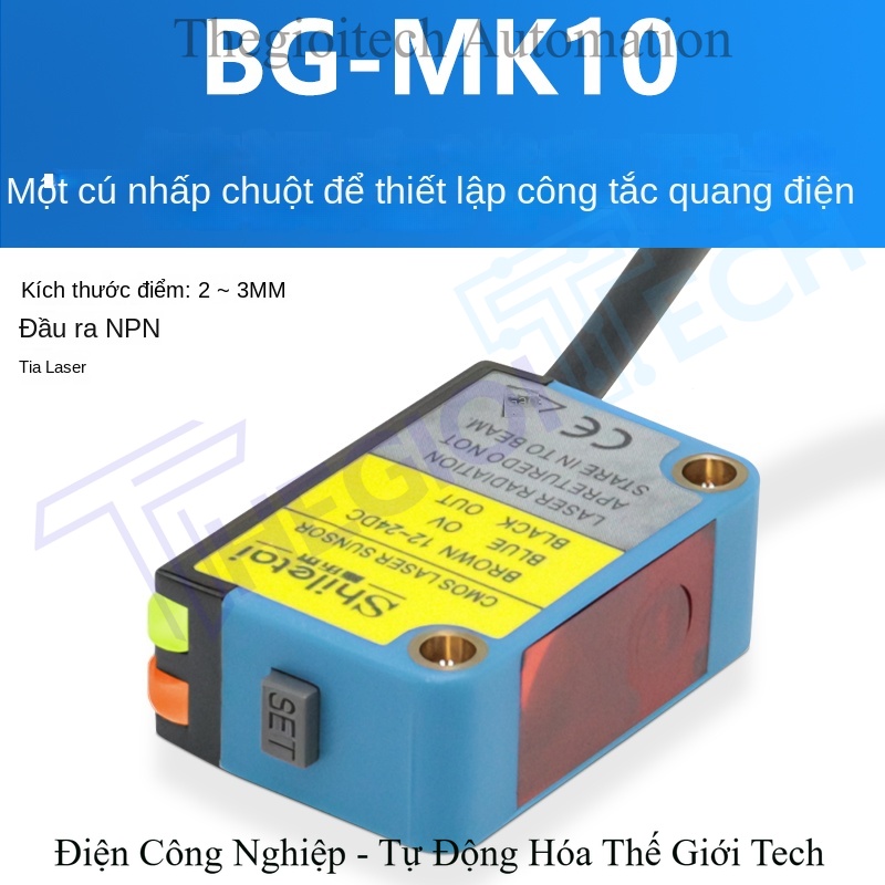 Cảm biến quang điện phản xạ khuếch tán cao tần thông minh BG-MK10, laser nhìn thấy, đo tốc độ chính xác, thiết lập 1 nút - Cảm biến BG-LDD10 NPN