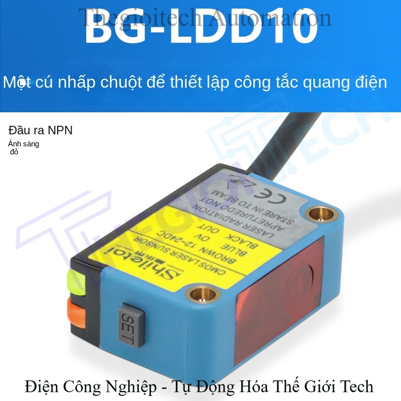 Cảm biến quang điện phản xạ khuếch tán cao tần thông minh BG-MK10, laser nhìn thấy, đo tốc độ chính xác, thiết lập 1 nút - Cảm biến BG-LDD10 NPN