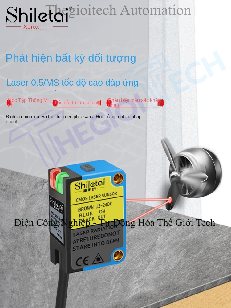 Cảm biến quang điện phản xạ khuếch tán cao tần thông minh BG-MK10, laser nhìn thấy, đo tốc độ chính xác, thiết lập 1 nút - Cảm biến BG-MK10 NPN, thiết lập 1 nút
