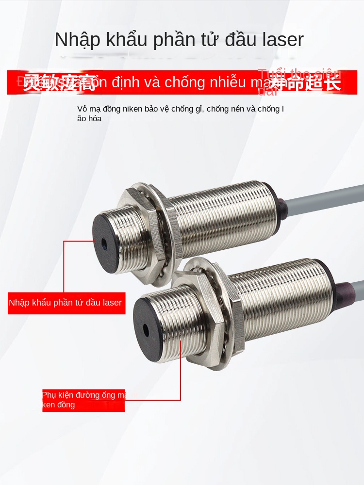 Cảm biến quang laser Shiluotai M12/M18 – Loại đối xạ, điểm sáng nhỏ, phát hiện tầm xa, định vị chính xác - SLDT-12NP – Cảm biến quang đối xạ dạng tia xuyên, ngõ ra PNP thường mở