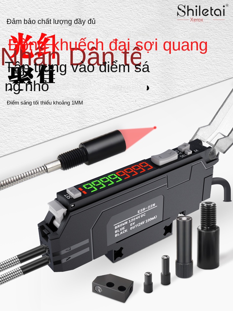 Cảm biến quang sợi điểm sáng 1mm – Bộ khuếch đại quang sợi thông minh, phản xạ khuếch tán, công tắc quang tốc độ cao - ESR-22P – Bộ khuếch đại quang sợi riêng lẻ, ngõ ra PNP