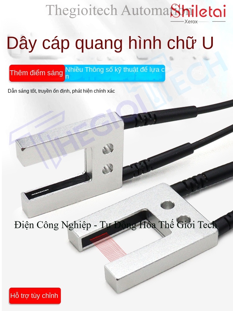 Cảm biến sợi quang Xuer Tai phi tiêu chuẩn, vùng quét U-type, dạng rãnh đối xạ, kèm bộ khuếch đại, hỗ trợ tùy chỉnh thông số