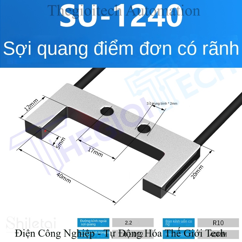Cảm biến sợi quang dạng rãnh (U-shape), đầu dò và bộ khuếch đại, dùng cho máy dập nhãn, mã 2012/2030/3030/4020 - Bộ khuếch đại thông minh ESR-22N + Cảm biến sợi quang SU-2005 kiểu rãnh