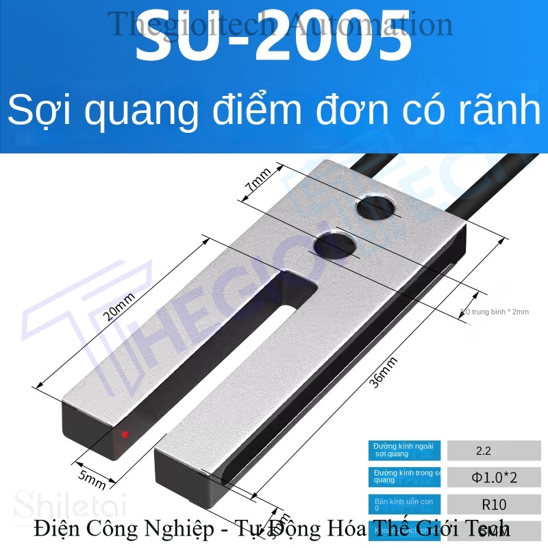 Cảm biến sợi quang dạng rãnh (U-shape), đầu dò và bộ khuếch đại, dùng cho máy dập nhãn, mã 2012/2030/3030/4020 - Bộ khuếch đại thông minh ESR-22N + Cảm biến sợi quang SU-2005 kiểu rãnh