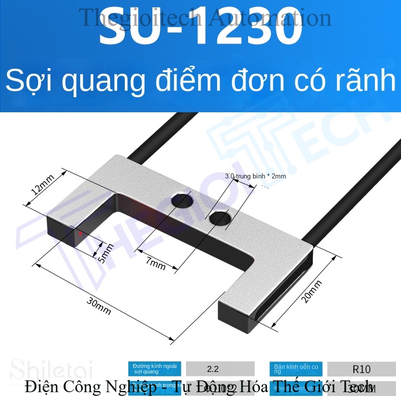 Cảm biến sợi quang dạng rãnh (U-shape), đầu dò và bộ khuếch đại, dùng cho máy dập nhãn, mã 2012/2030/3030/4020 - Cảm biến sợi quang SU-2070 kiểu rãnh