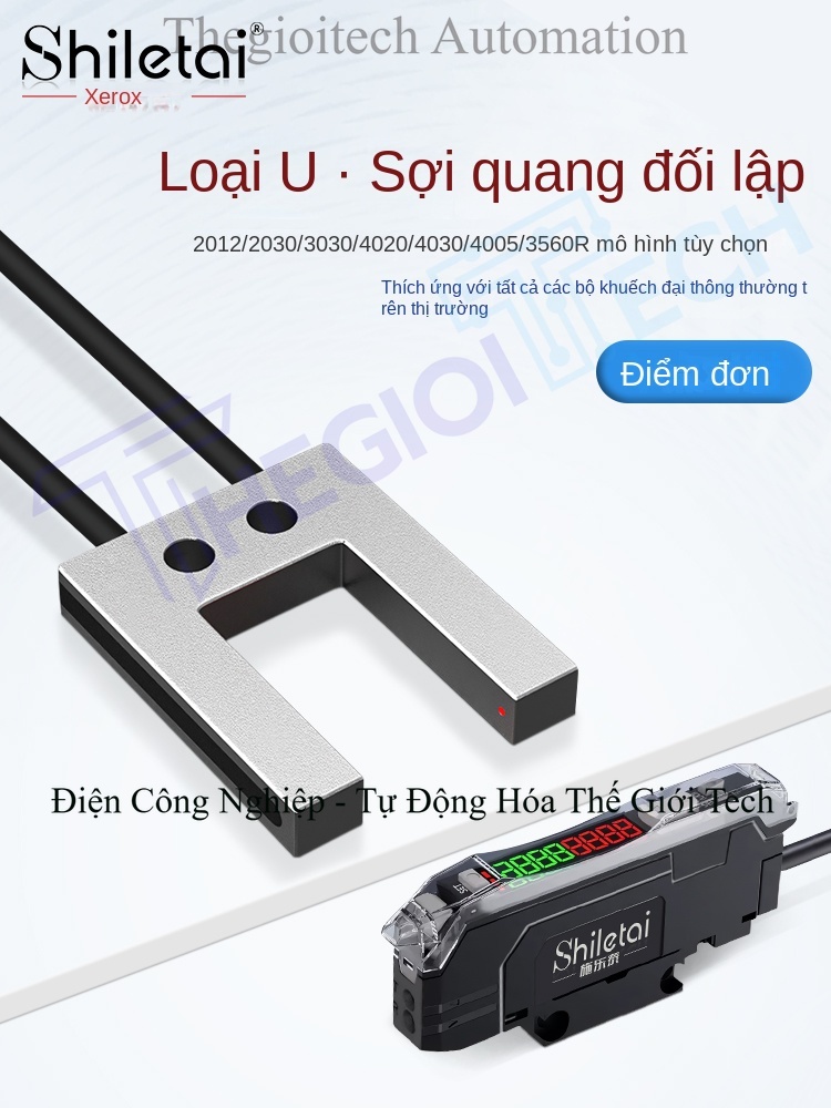 Cảm biến sợi quang dạng rãnh (U-shape), đầu dò và bộ khuếch đại, dùng cho máy dập nhãn, mã 2012/2030/3030/4020 - Cảm biến sợi quang SU-3030 kiểu rãnh