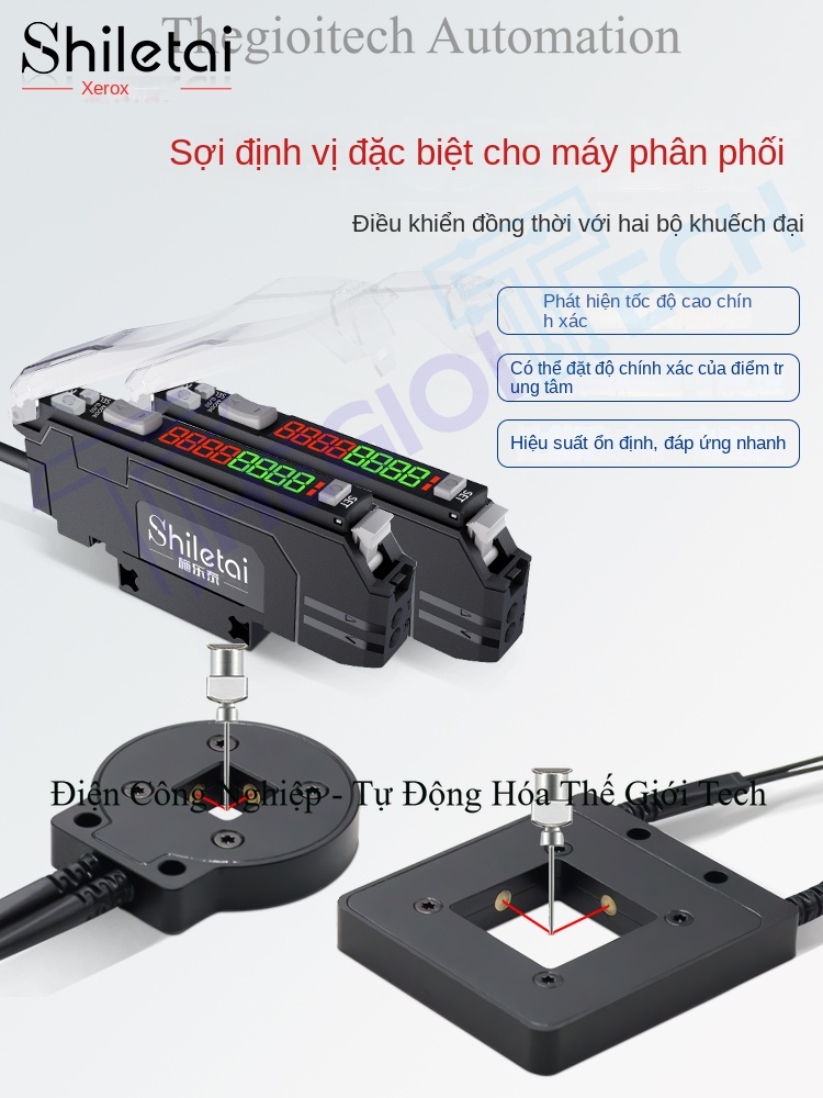 Cảm biến sợi quang định vị Xuer Tai chuyên dùng cho máy bơm keo, định vị kim và cửa sổ, độ chính xác 0.01mm, định vị 3 trục - Bộ khuếch đại ESR-22N ×2 kết hợp cảm biến SQ-2020 NPN