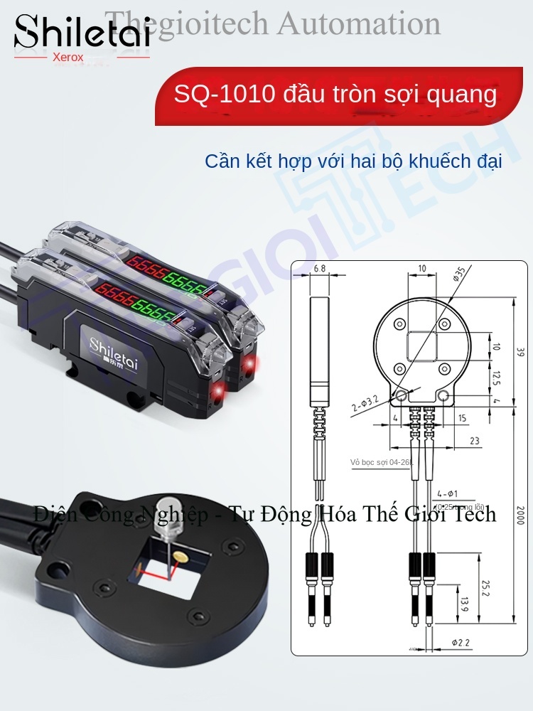 Cảm biến sợi quang định vị Xuer Tai chuyên dùng cho máy bơm keo, định vị kim và cửa sổ, độ chính xác 0.01mm, định vị 3 trục - Bộ khuếch đại ESR-22P ×2 kết hợp cảm biến SQ-3030 PNP