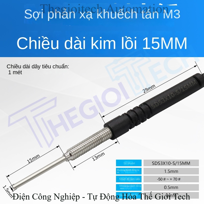 Cảm biến sợi quang phản xạ khuếch tán Xuer Tai M3/M4/M6, đầu dò sợi quang, bộ khuếch đại, kim nhô, hành trình 5–90mm, tùy chỉnh - Cảm biến M4 phản xạ tán xạ, đầu nhọn dài 40mm