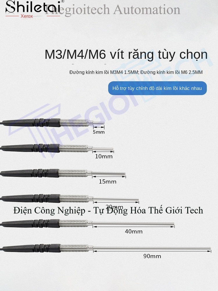 Cảm biến sợi quang phản xạ khuếch tán Xuer Tai M3/M4/M6, đầu dò sợi quang, bộ khuếch đại, kim nhô, hành trình 5–90mm, tùy chỉnh - Cảm biến M6 phản xạ, đầu nhọn, dây 2 mét (vui lòng liên hệ CSKH)