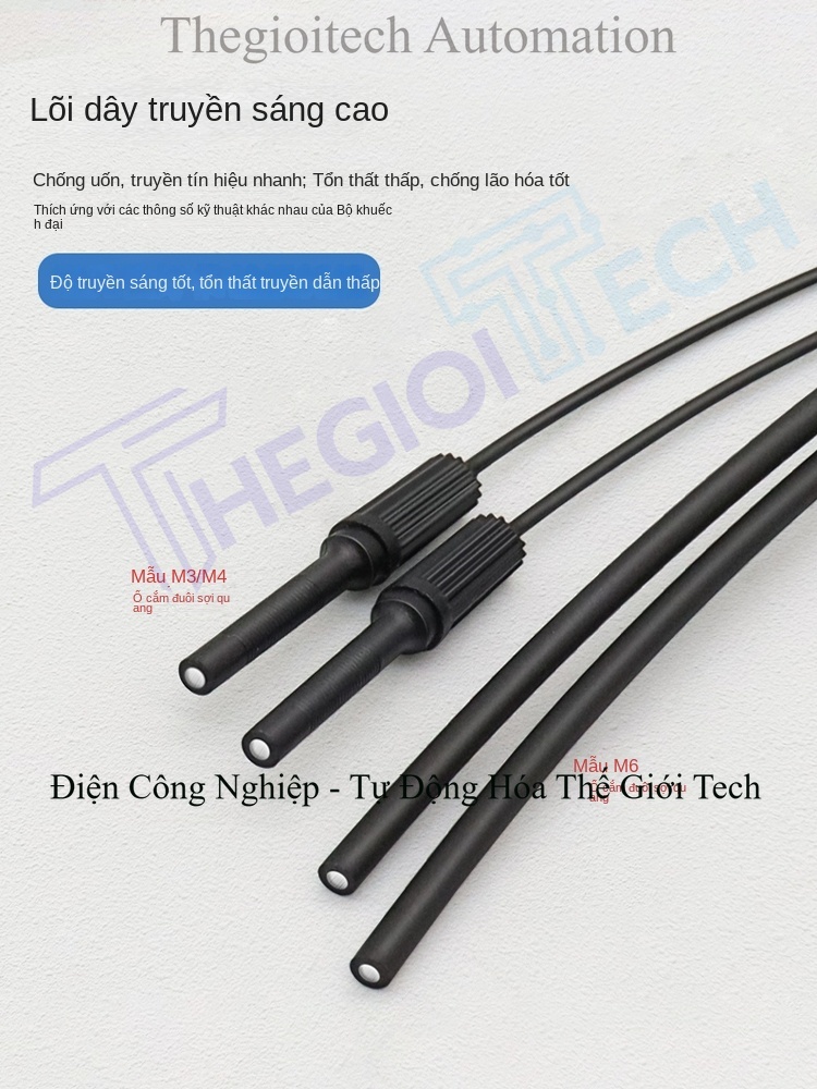 Cảm biến sợi quang phản xạ khuếch tán Xuer Tai M3/M4/M6, đầu dò sợi quang, bộ khuếch đại, kim nhô, hành trình 5–90mm, tùy chỉnh - Cảm biến M6 phản xạ, đầu nhọn, dây 2 mét (vui lòng liên hệ CSKH)