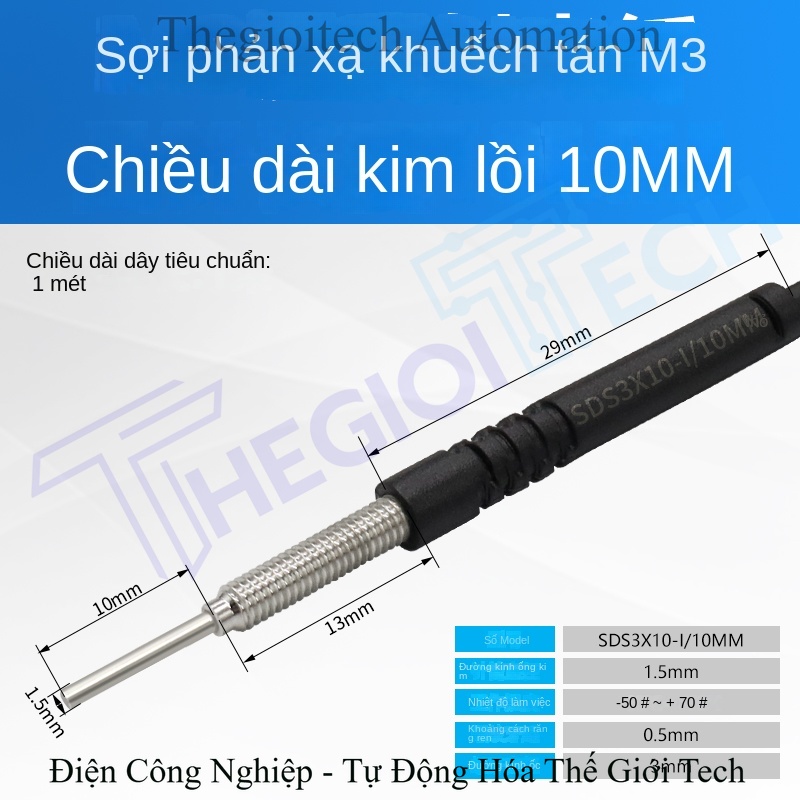 Cảm biến sợi quang phản xạ khuếch tán Xuer Tai M3/M4/M6, đầu dò sợi quang, bộ khuếch đại, kim nhô, hành trình 5–90mm, tùy chỉnh - Cảm biến M6 phản xạ tán xạ, đầu nhọn dài 40mm