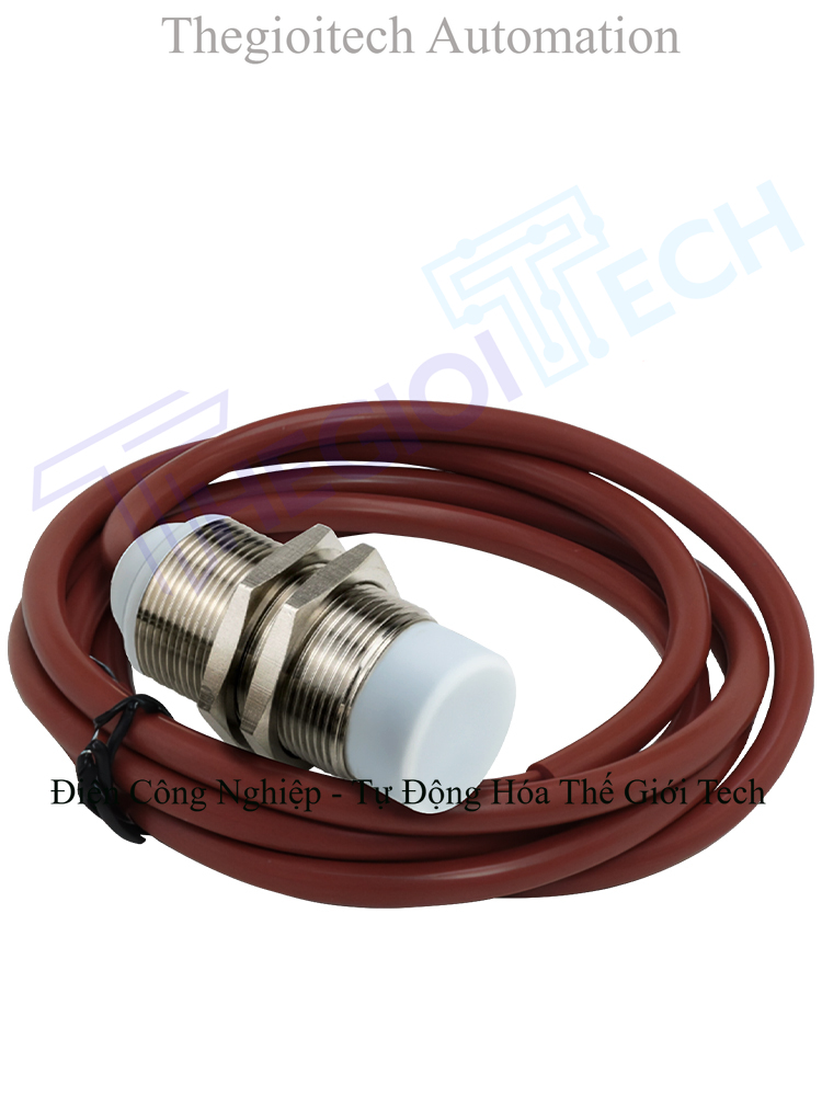 Cảm biến tiệm cận chịu nhiệt độ cao 130°C, chống nước, chuẩn M8/M12/M18, dùng trong nhà máy thép, chất lượng cao, đủ model - Cảm biến tiệm cận M12 chìm (flush), khoảng cách phát hiện 2mm, PNP thường mở, chịu nhiệt 130°C, dây 1m