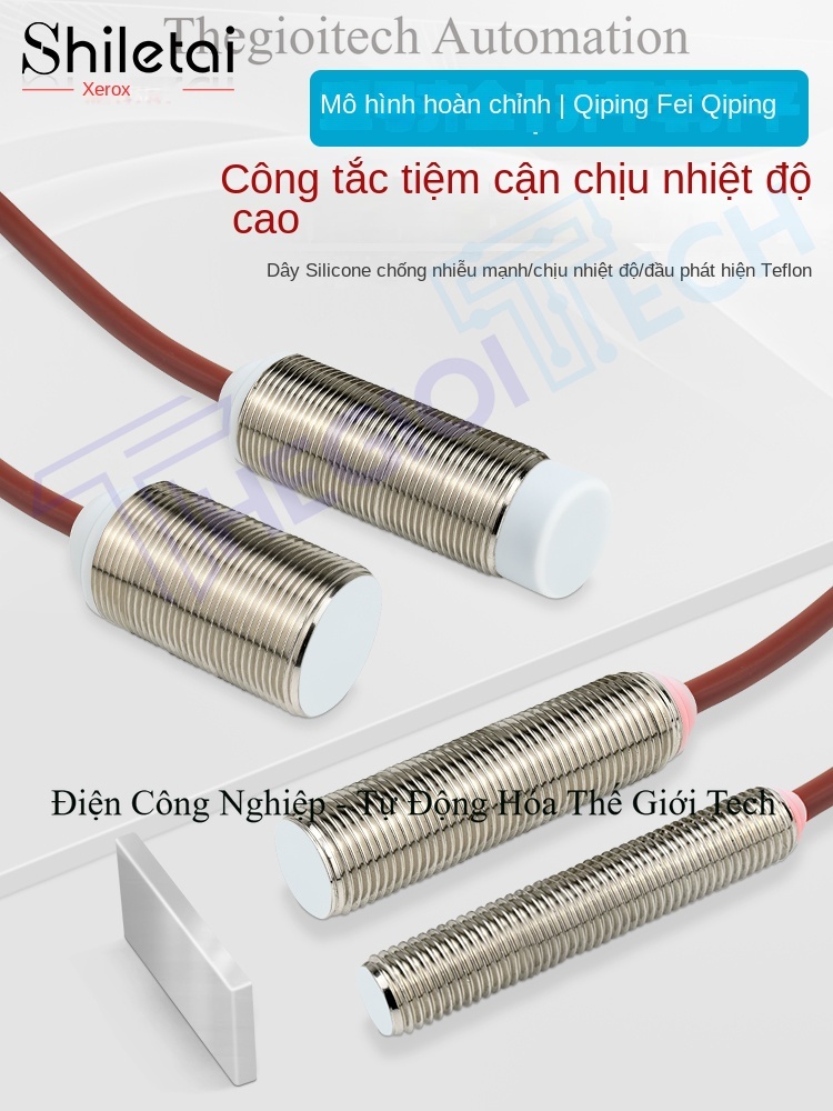 Cảm biến tiệm cận chịu nhiệt độ cao 130°C, chống nước, chuẩn M8/M12/M18, dùng trong nhà máy thép, chất lượng cao, đủ model - Cảm biến tiệm cận M8 âm (flush), khoảng cách phát hiện 1mm, PNP thường mở, chịu nhiệt 130°C, dây 1m