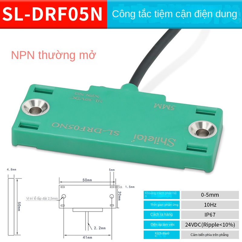 Cảm biến tiệm cận điện dung vuông Shiluotai – Phát hiện mức chất lỏng, vật liệu, nhận biết phi kim loại - SL-DRF05N PNP