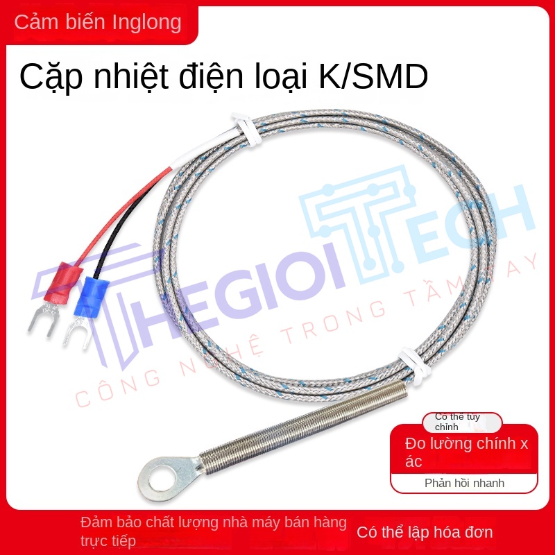 Cặp nhiệt điện K-type dán bề mặt, đầu dò dạng lỗ trong đường kính 4/5/6mm, đầu cos ép lạnh, cảm biến nhiệt độ bề mặt tấm - K-Ø6MM 1.5m