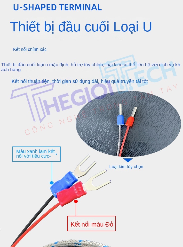 Cặp nhiệt điện K-type dán bề mặt, đầu dò dạng lỗ trong đường kính 4/5/6mm, đầu cos ép lạnh, cảm biến nhiệt độ bề mặt tấm - K-Ø6MM 1m