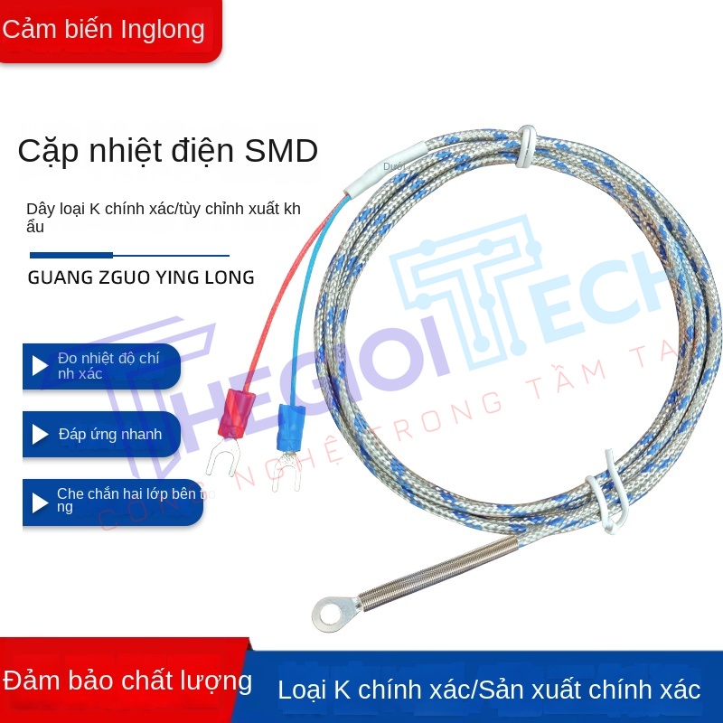 Cặp nhiệt điện K-type dạng dán, đầu dò ép lạnh mặt đầu, đường kính lỗ trong 4/5/6mm, cảm biến bề mặt tấm nhiệt - CB-K Type-Ø4MM 1m