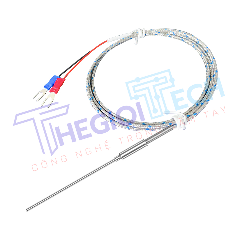 Cặp nhiệt điện bọc kim loại K-type WRNK-191, cảm biến nhiệt độ dạng que có thể uốn cong, đầu dò nhiệt độ hỗ trợ PT100/E/J/T - K-Φ2×100 1.5m