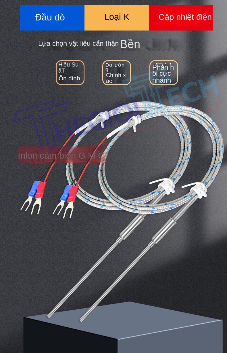 Cặp nhiệt điện bọc kim loại K-type WRNK-191, cảm biến nhiệt độ dạng que có thể uốn cong, đầu dò nhiệt độ hỗ trợ PT100/E/J/T - K-Φ3×300 1.5m