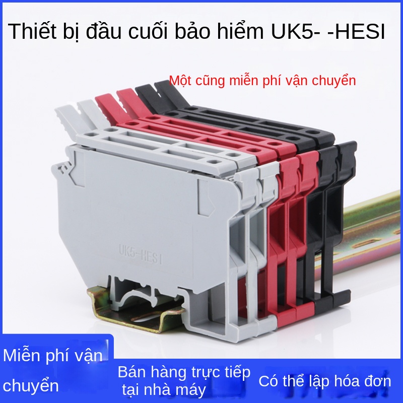 Cầu đấu cầu chì gắn DIN UK5-HESI – Dùng với cầu chì UK5RD, có đèn báo, đầu nối dây 4–10mm² - Cầu chì sứ 5×25 mm, 2A, 100 chiếc/hộp