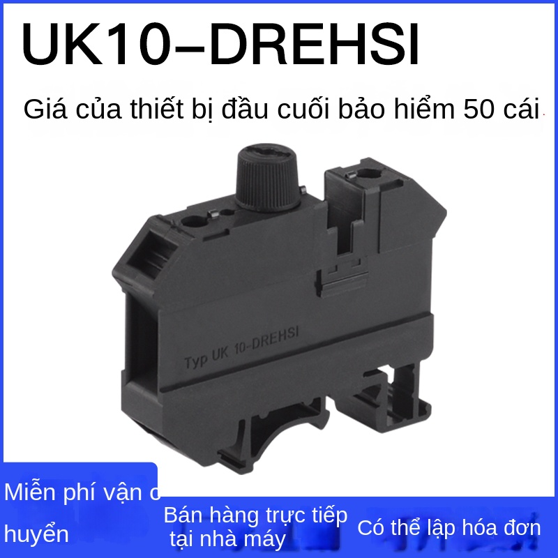 Cầu đấu cầu chì gắn DIN UK5-HESI – Dùng với cầu chì UK5RD, có đèn báo, đầu nối dây 4–10mm² - UK5-HESI – Màu xám, đèn 220V, cầu chì 6A, các dòng khác liên hệ CSKH.