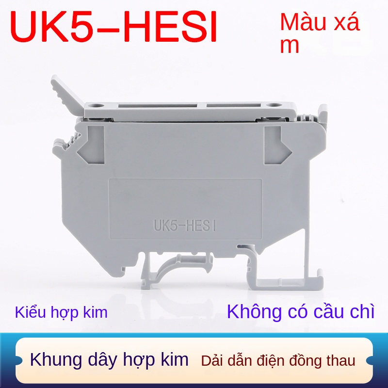 Cầu đấu cầu chì gắn DIN UK5-HESI – Dùng với cầu chì UK5RD, có đèn báo, đầu nối dây 4–10mm² - UK5-HESI – Màu xám, đèn 220V, cầu chì 6A, các dòng khác liên hệ CSKH.