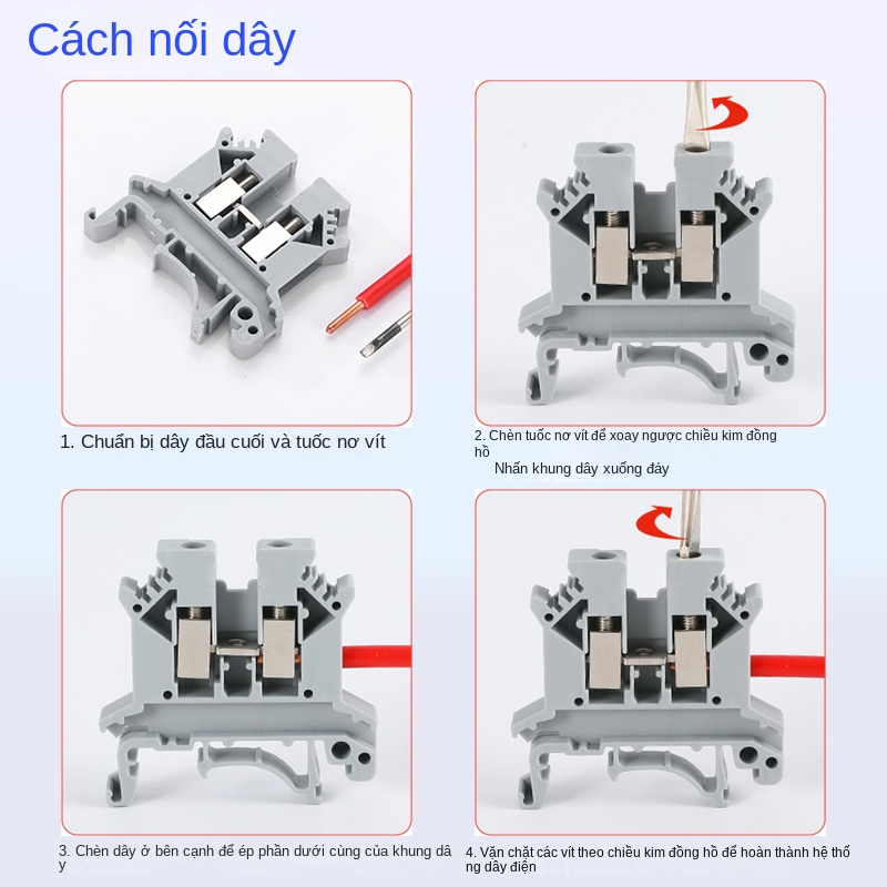 Cầu đấu gắn DIN UK2.5B – Loại hai tầng, tương thích các model UK3/5/6/10N, dùng cho điện áp – dòng điện, có loại cầu chì và tiếp địa - Đồng UDK4