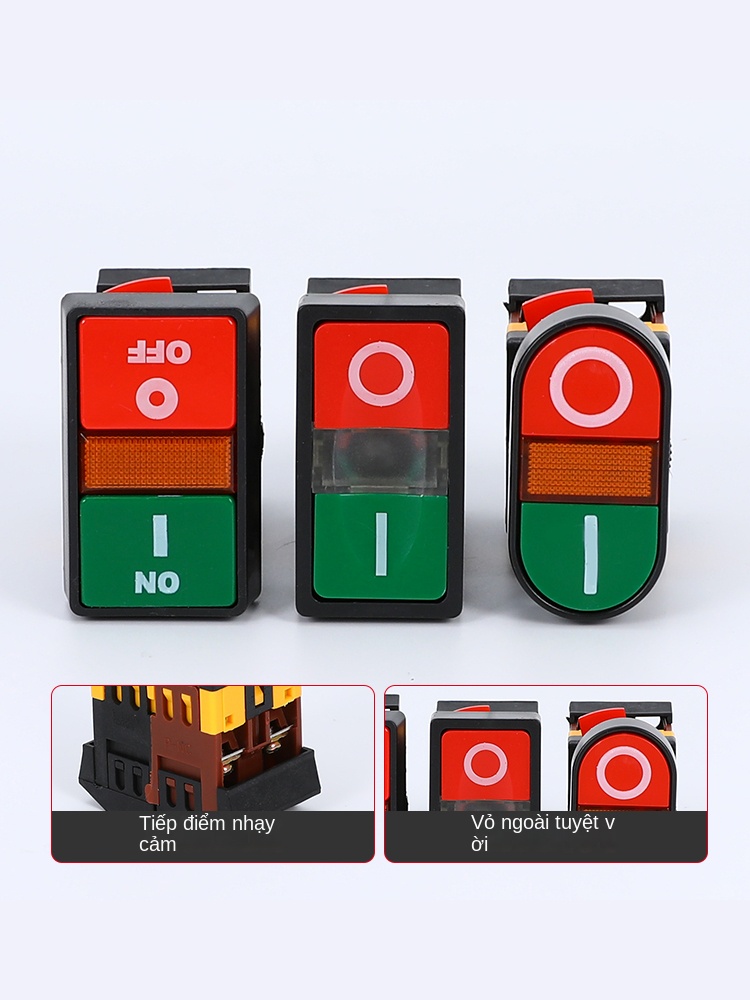 Công tắc nhấn đôi APBB-22/25N – hai nút đỏ/ xanh có đèn, kiểu reset, 2 vị trí - AC380V - PPBB-30N