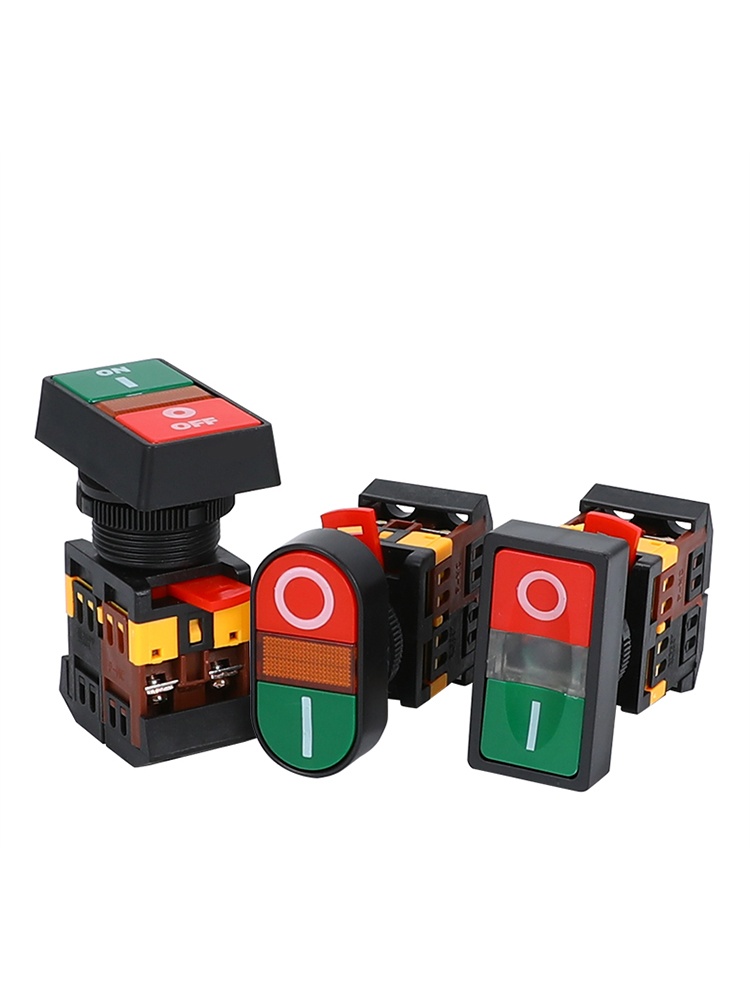Công tắc nhấn đôi APBB-22/25N – hai nút đỏ/ xanh có đèn, kiểu reset, 2 vị trí - AC380V - PPBB-30N