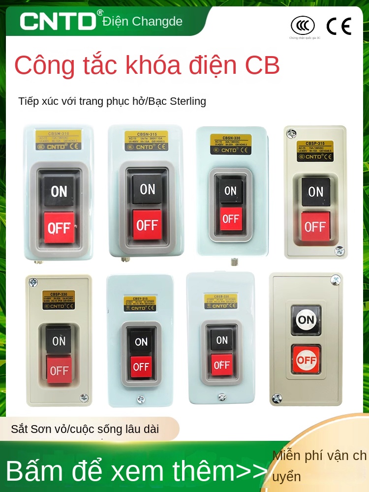 Công tắc nhấn nhả CBSN-315CPB – khởi động nguồn 220V/380V, hộp điều khiển 3 pha - CBSY-315