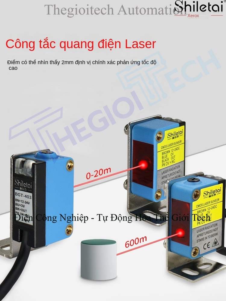 Công tắc quang điện laser BG-403 độ chính xác cao, phản xạ khuếch tán, điều chỉnh gần xa, chùm tia hội tụ nhỏ - Cảm biến BG-403 NPN, phản xạ laser