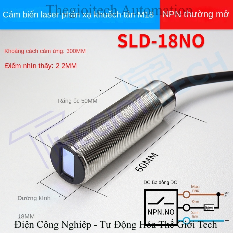 Công tắc quang điện laser Xuer Tai M12/M18, phản xạ khuếch tán, chấm sáng nhỏ, cảm biến định vị chính xác, NPN - Cảm biến SLD-12PO PNP thường mở