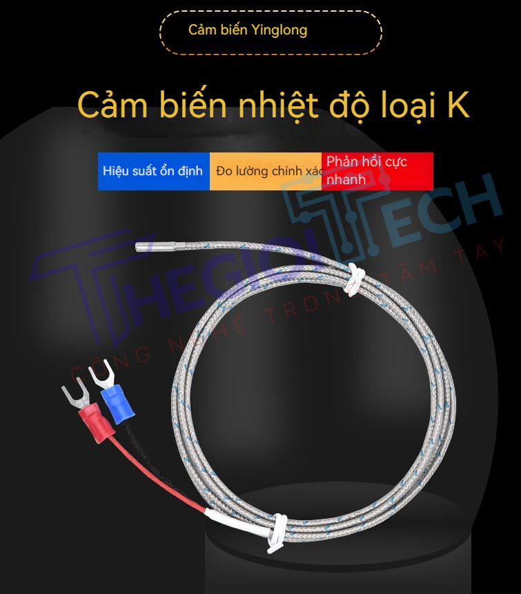 Đầu dò nhiệt cặp K – đầu dò nhiệt điện đơn giản, cảm biến nhiệt độ dạng trụ nhỏ, đường kính 3×15mm - K-Φ3×15 0.5m