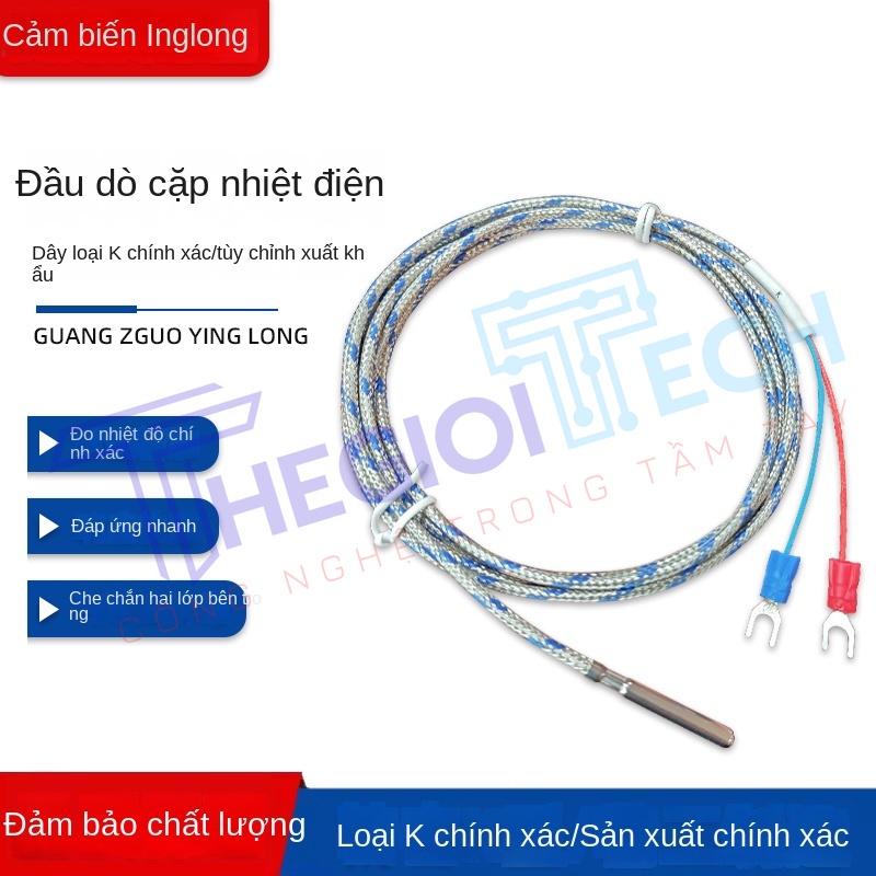 Dây nhiệt điện K loại K xuất khẩu, nhiều sợi, đầu dò inox, đầu dò chính xác kiểu cuộn xanh - K chính xác 2.5m