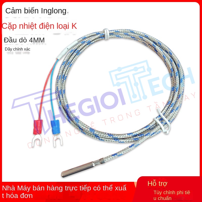 Dây nhiệt điện K loại K xuất khẩu, nhiều sợi, đầu dò inox, đầu dò chính xác kiểu cuộn xanh - K chính xác 3m