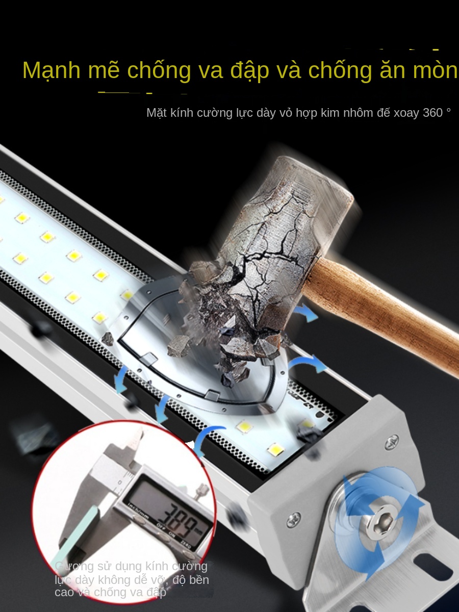 Đèn LED máy CNC chống dầu, chống nước, chống cháy nổ – 220V - Dài 800mm, nhôm hợp kim, hình vuông [110–220V]