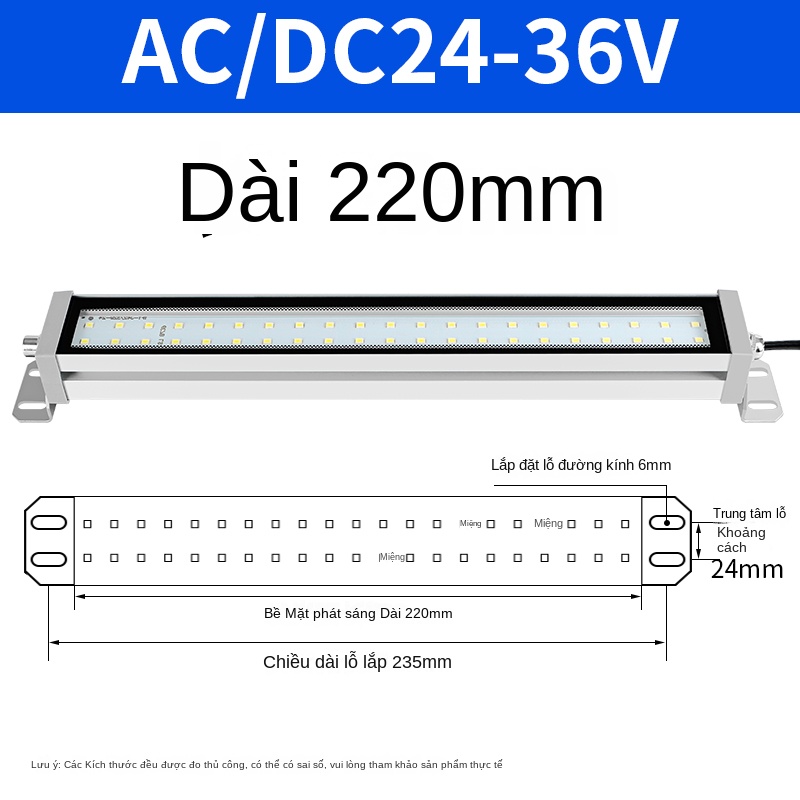 Đèn LED máy CNC chống dầu, chống nước, chống cháy nổ – 220V - Dài 950mm, nhôm hợp kim, hình vuông [110–220V]