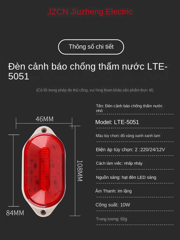 Đèn cảnh báo mini LTE-5051J – LED nhấp nháy đơn tần, 12V/220V, đèn tín hiệu chớp báo động - [Loại chốt êm] 48V, màu xanh lá