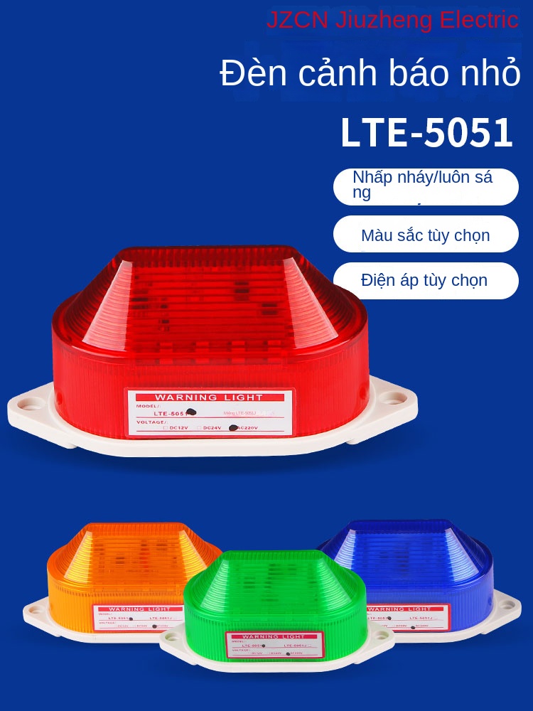 Đèn cảnh báo mini LTE-5051J – LED nhấp nháy đơn tần, 12V/220V, đèn tín hiệu chớp báo động - [Loại chốt kêu] 48V, màu vàng