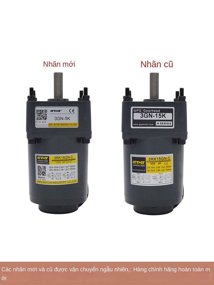 Động cơ AC giảm tốc Taibang 6W–250W, điều chỉnh tốc độ, motor bánh răng, điện áp 220V/380V, motor biến tốc - 60W (tỷ số 60-200K)