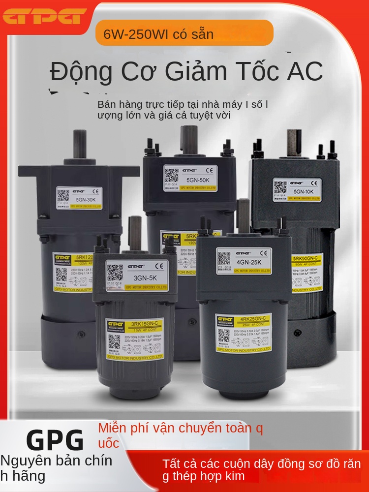 Động cơ AC giảm tốc Taibang 6W–250W, điều chỉnh tốc độ, motor bánh răng, điện áp 220V/380V, motor biến tốc - Điều tốc +35