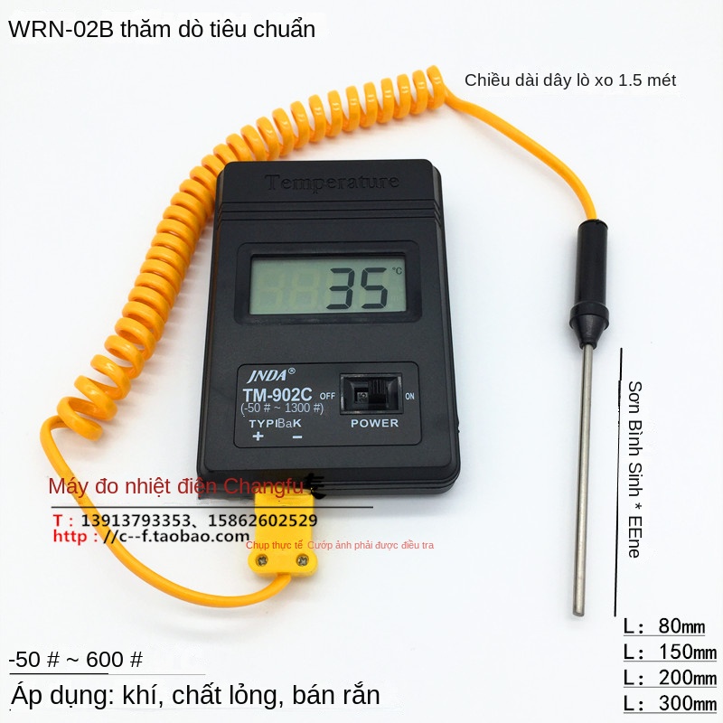 Đồng hồ nhiệt độ số TM902C – Nhiệt độ cao, đo nhanh, công nghiệp, cảm biến nhiệt điện K bề mặt - Tiêu chuẩn + đầu dò 3×200mm