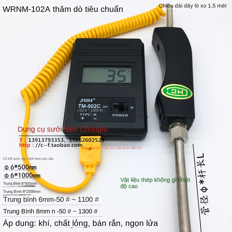Đồng hồ nhiệt độ số TM902C – Nhiệt độ cao, đo nhanh, công nghiệp, cảm biến nhiệt điện K bề mặt - Tiêu chuẩn + đầu dò 3×200mm