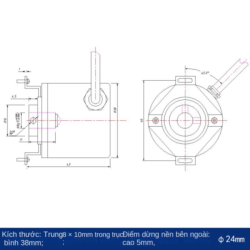 Encoder quang tăng dần trục rỗng – 100~1000 xung, loại công nghiệp, hỗ trợ đặt hàng theo yêu cầu - 8mm - 200